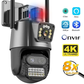 9MP Three Lens WIFI IP Camera 4K HD Dual Screen PTZ Camera Auto Tracking Security CCTV Camera 4MP P2P Video Surveillance iCSee 1