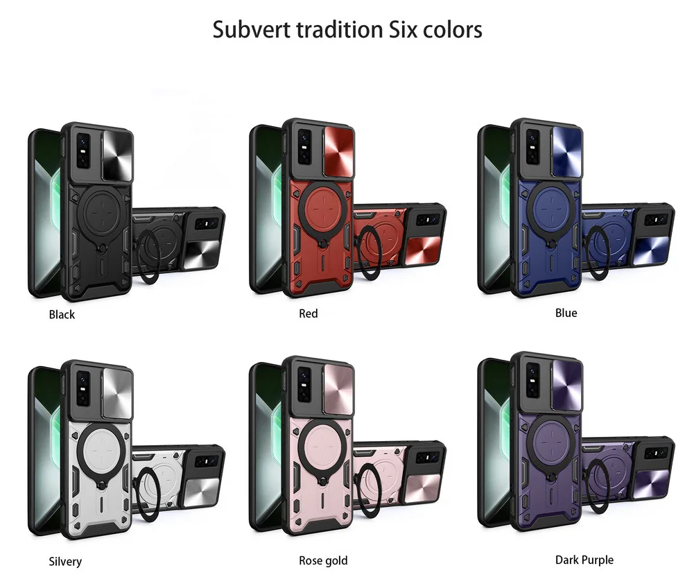 Enhanced Metal Ring Camera Protect Case with Rotating Holder Cover