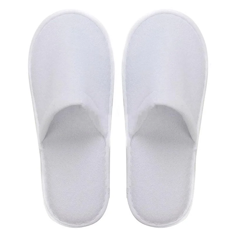 1 Pair White Red Blue Towelling Hotel Slippers Spa Guest Disposable Travel Shoes