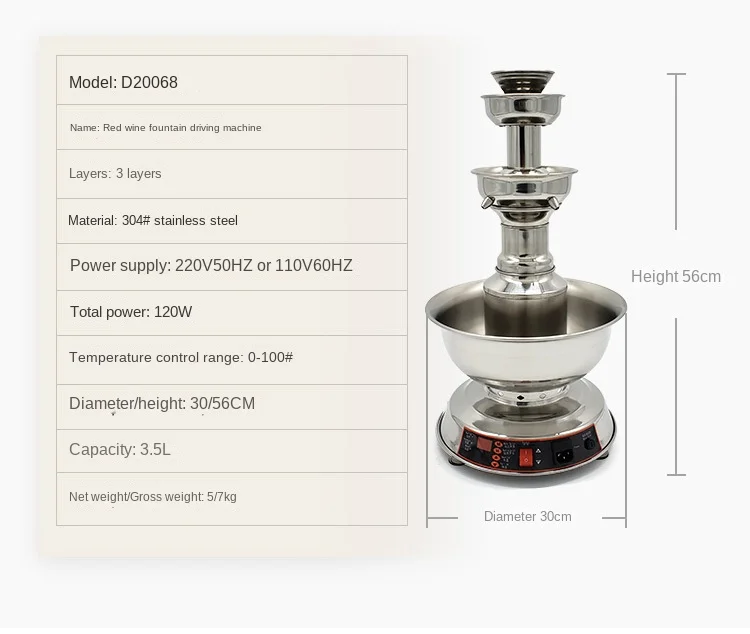 Machine De Fontaine À Vin Commerciale Machine À Jus De Boisson À 3 Niveaux  0~100 ℃ Fontaine À Vin De Réglage, Machine À Décanter De Distributeur De Vin  Pour La Fête De