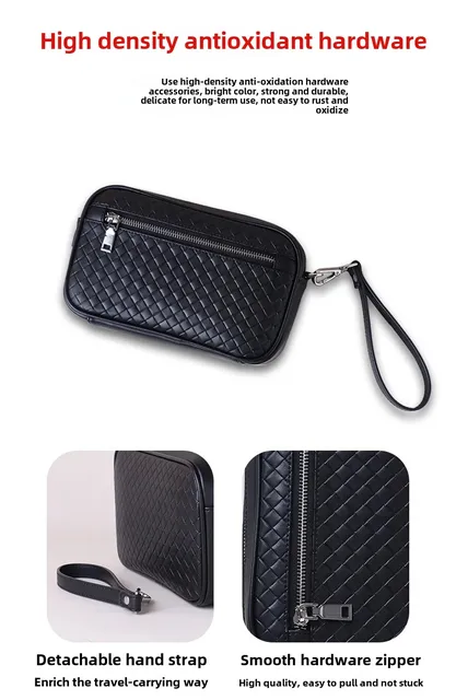 Bolso de mano de cuero genuino para hombre, bolso de lujo con