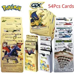 Cartes Pokemon en métal V Vmax, Collection dorée pour enfants, 27 54 cartes, cadeau de noël, 2022 