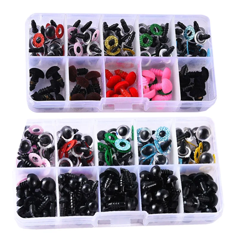 10Mm 3D Fai Da Te Glitter Peluche Occhi Di Sicurezza In Plastica Per Giocattoli Amigurumi Doll Making Eyes For Dolls Mix Animal Box Fai Da Te