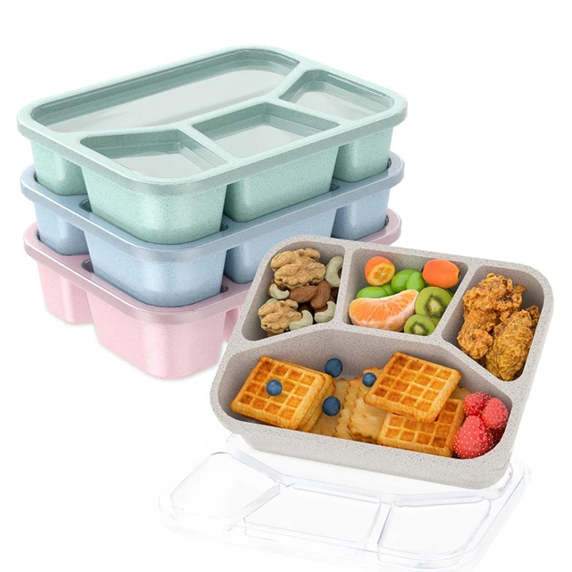 Bento Snack Boxes (4 Pack)- Reusable 4-Compartment Meal Prep Containers for  Kids and Adults, Perfect Food Storage Containers - AliExpress