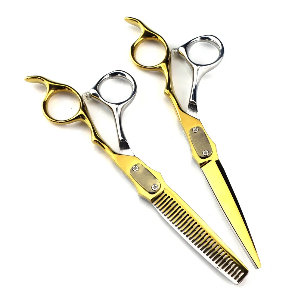 

Professional JP440c steel 6 '' scissor Gold cut hair scissors haircut thinning barber makas cutting shears hairdressing scissors