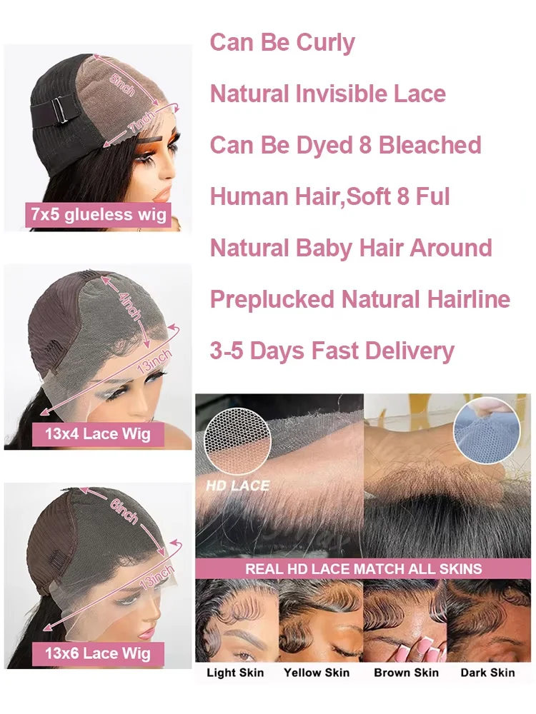 300% Density 40 50 Inches Deep Wave Lace Frontal Wig Transparent 13x4 13x6 HD Curly Lace Front Human Hair Wigs Brazilian Real Virgin Hair 7x5 Lace Closures Wear Go Glueless Wigs Human Hair Pre Cut No Glue Lace Wig On Sale 8