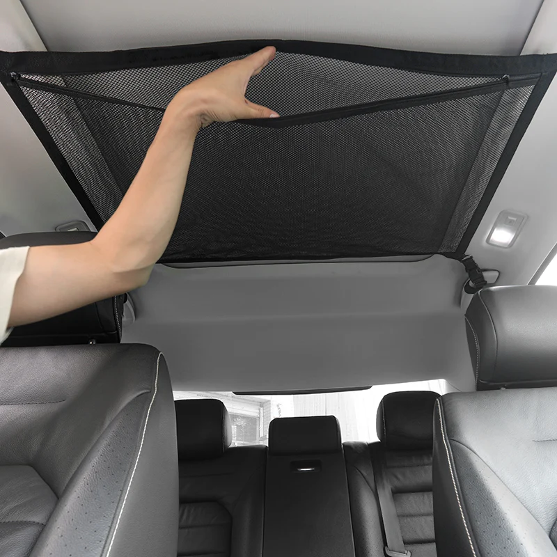 SUV Car Ceiling Storage Net Pocket Car Roof Bag Interior Cargo Net Breathable Mesh Bag Auto Stowing Tidying Interior Accessories