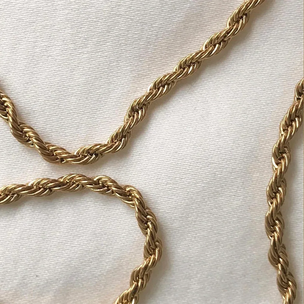 Rock Hip-hop Spiral Twist Thick Rope Chain Necklace for Women Men Stainless Steel Gold Color Minimalist Stackable Choker Jewelry