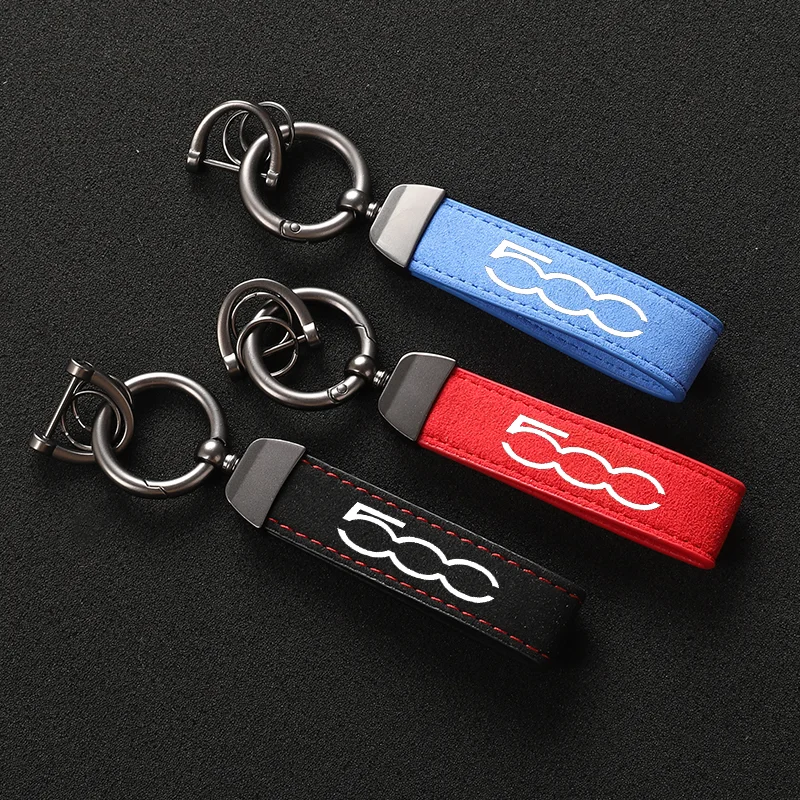 

Suede Keychain Sport Key Ring Custom Gift With Logo For Fiat Abarth 500 500c 500x 500l personalized key ring Car Accessorie