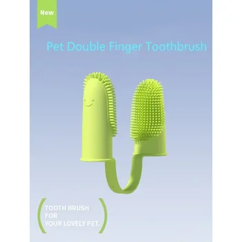 Dog Super Soft Double Finger Toothbrush Pet Teeth Clean Bad Breath Care TPR Tooth Brush Clean Tool Pet Dog Products 1