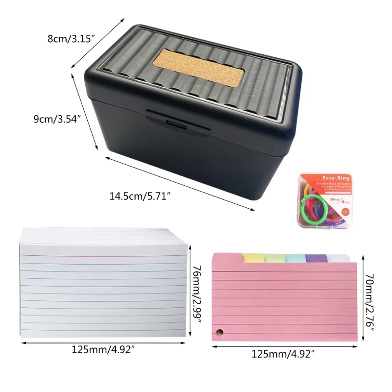 Gekleurde indexkaarten Verdelers 3x5 inch Kaarten met tabbladen Gelinieerde notitiekaart Verdelers Gevoerd patroon Flashcards