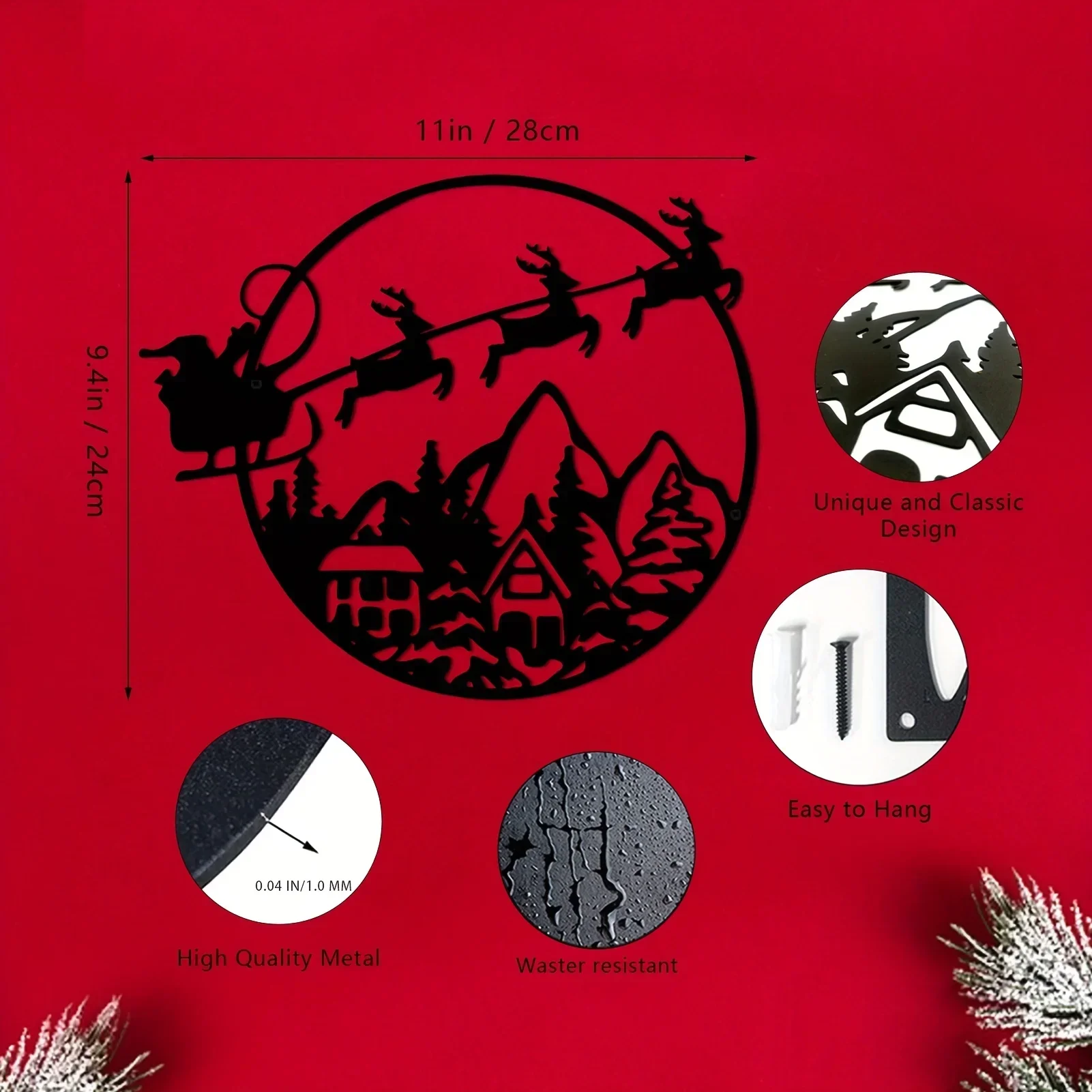 HELLOYOUNG Санта-Клаус Олень сани автомобиль металлический настенный художественный Декор Рождественский подарок украшение спальня гостиная кухня Offi