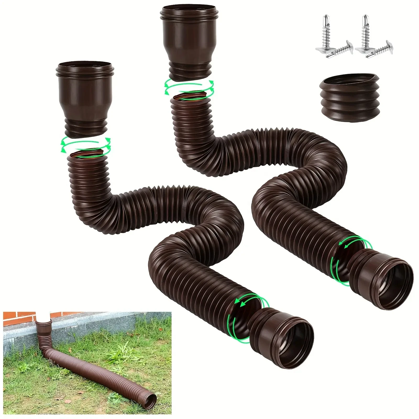 1PCS Rain Gutter Downspout Extensions Connector Down Spout House Gutter For Rainwater Drainage System Accessory Adjustable