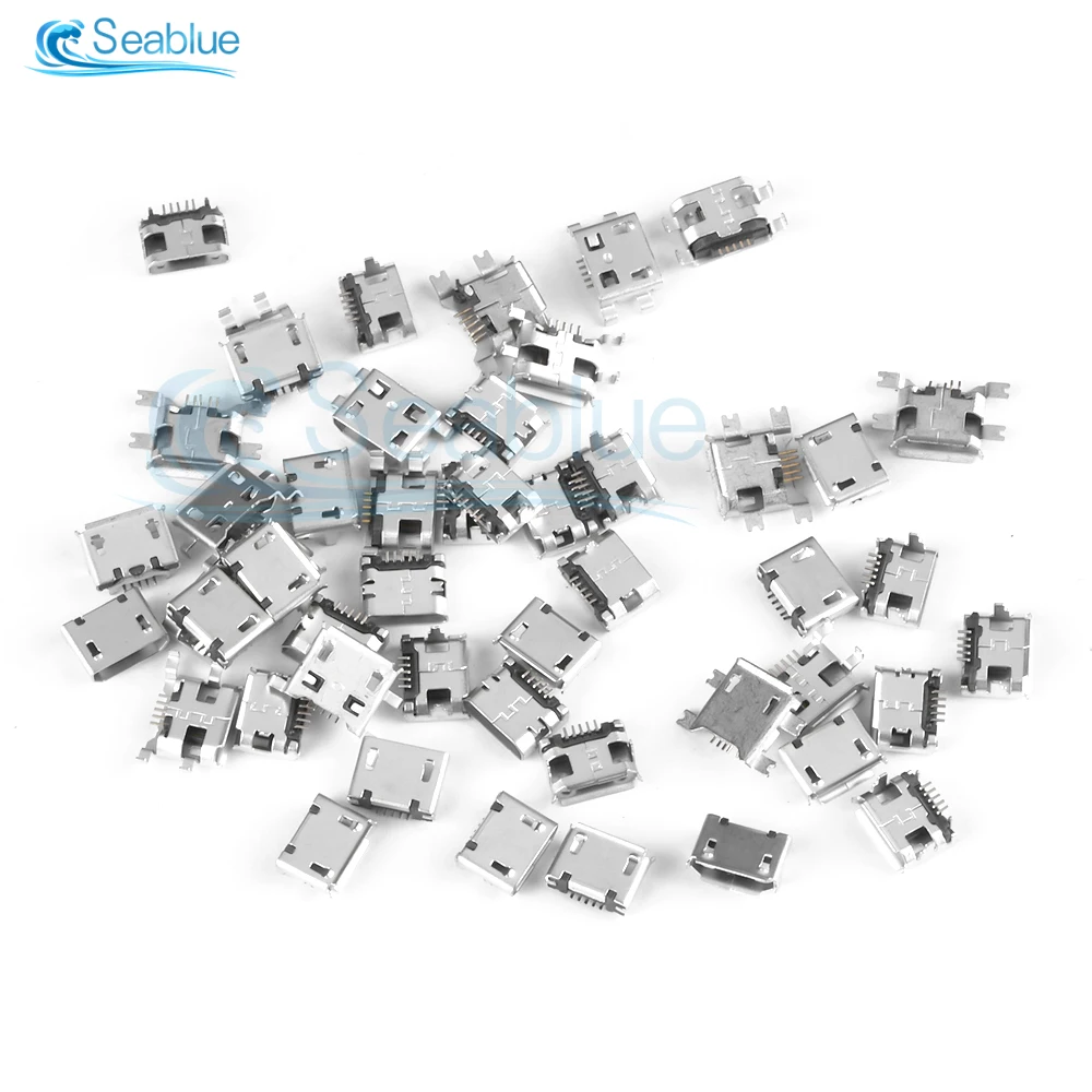 2 CONNETTORE MICRO USB femmina 5 poli pcb smd connector mini jack F pin