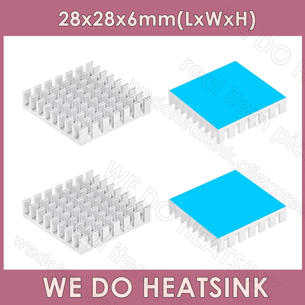 

WE DO HEATSINK 28x28x6mm Without or With Thermal Pad Silver Slotted Cooler Heatsink For IC Packages,BGA,PGA,QFP,LCC