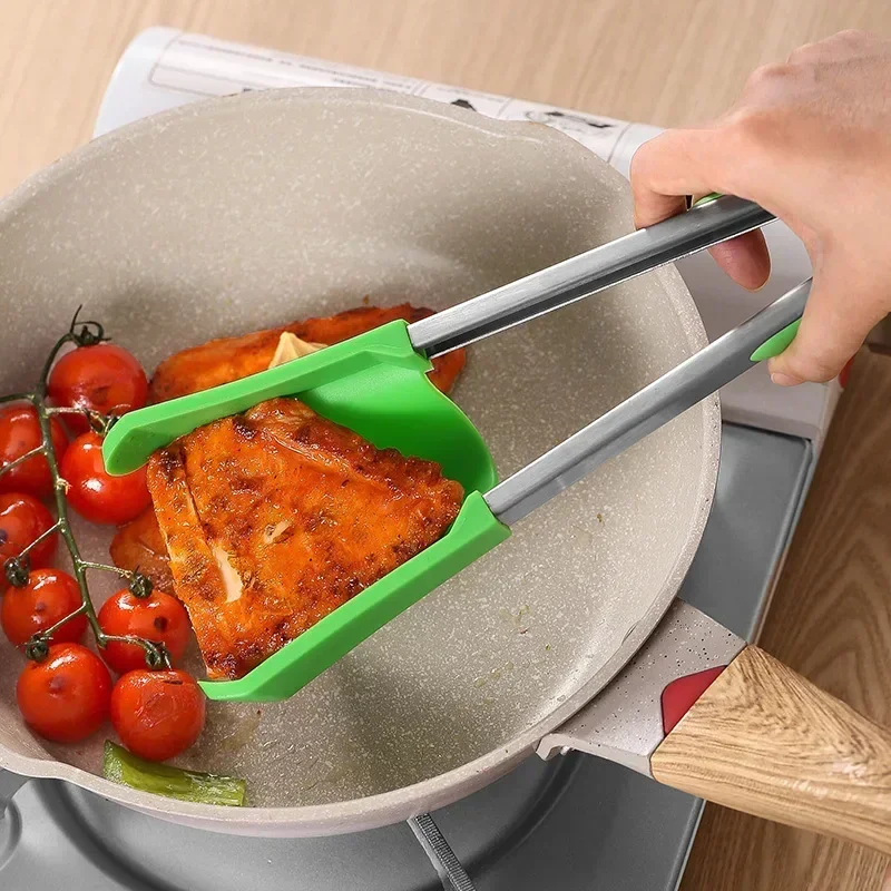9inch Stainless Steel Food Clip BBQ Grill Steak Food Clip Silicone Non-slip Handle Bread Tong Party Kitchen Accessories