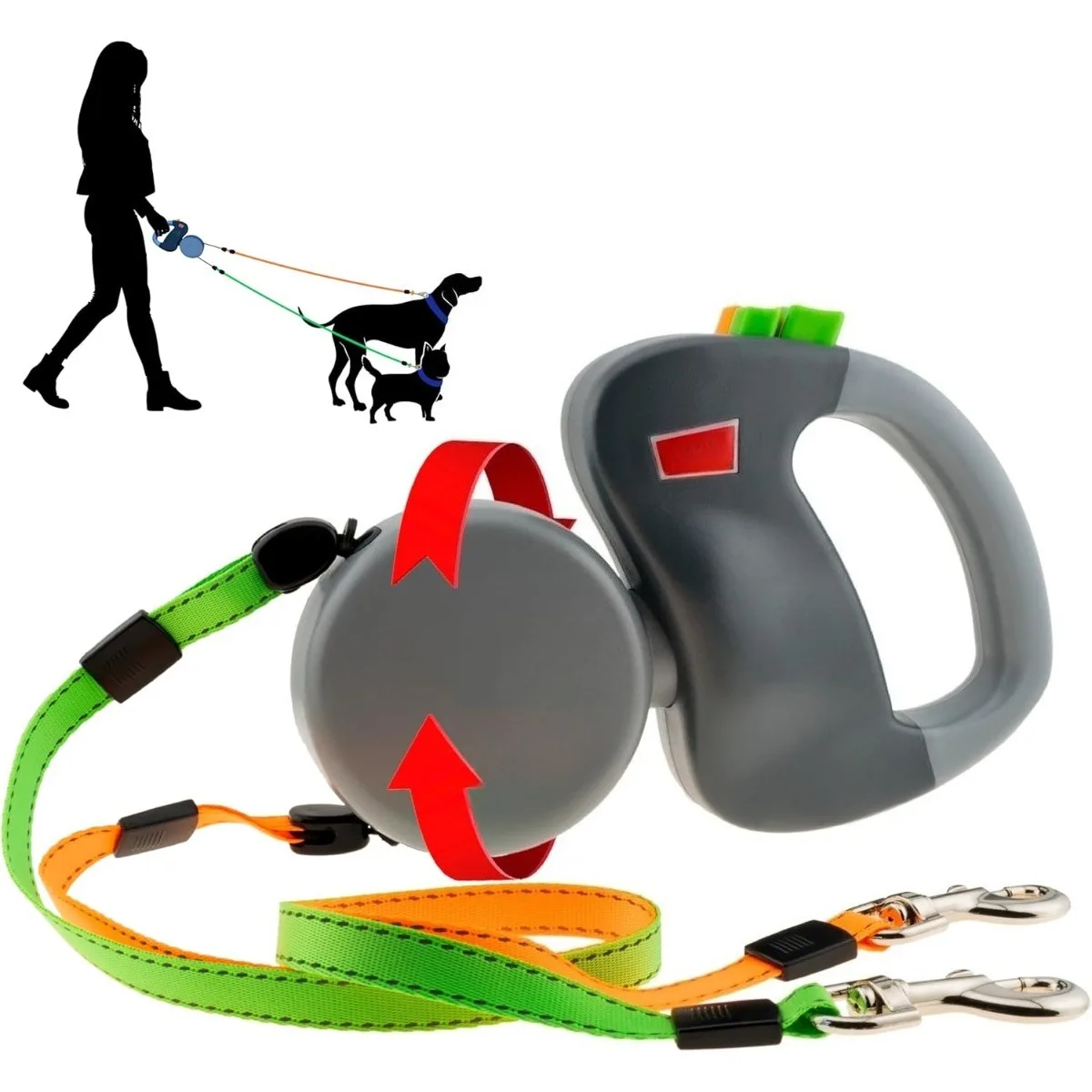 Enhanced Edition Double Dog Retractable Leash Auto-Untangles Reflective Waterproof Leash Supports Up To 50lb Dog Running Leash 1