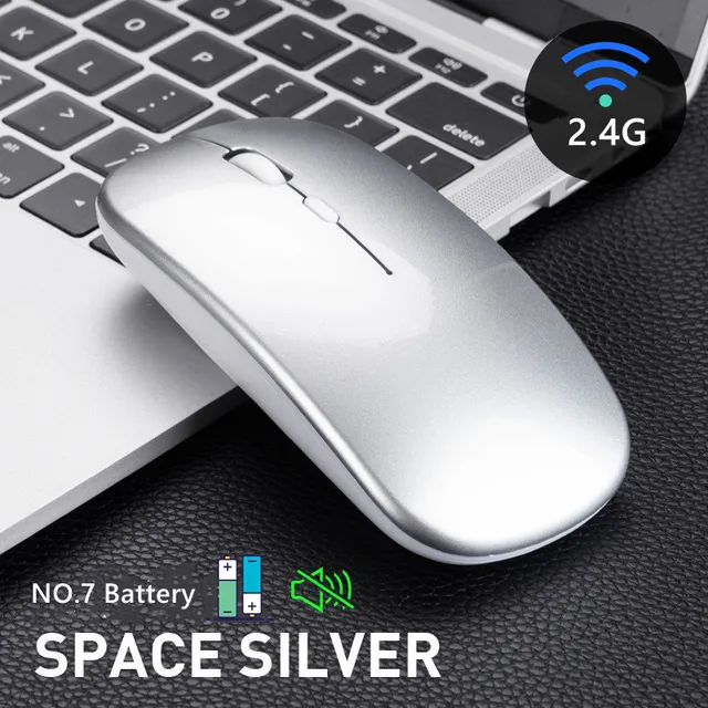 Mouse Wireless 1600 DPI USB Optical Wireless Computer Mouse 2.4G Receiver Ultra-thin mouse, Wireless Mouse For PC Laptops Upgraded Silver