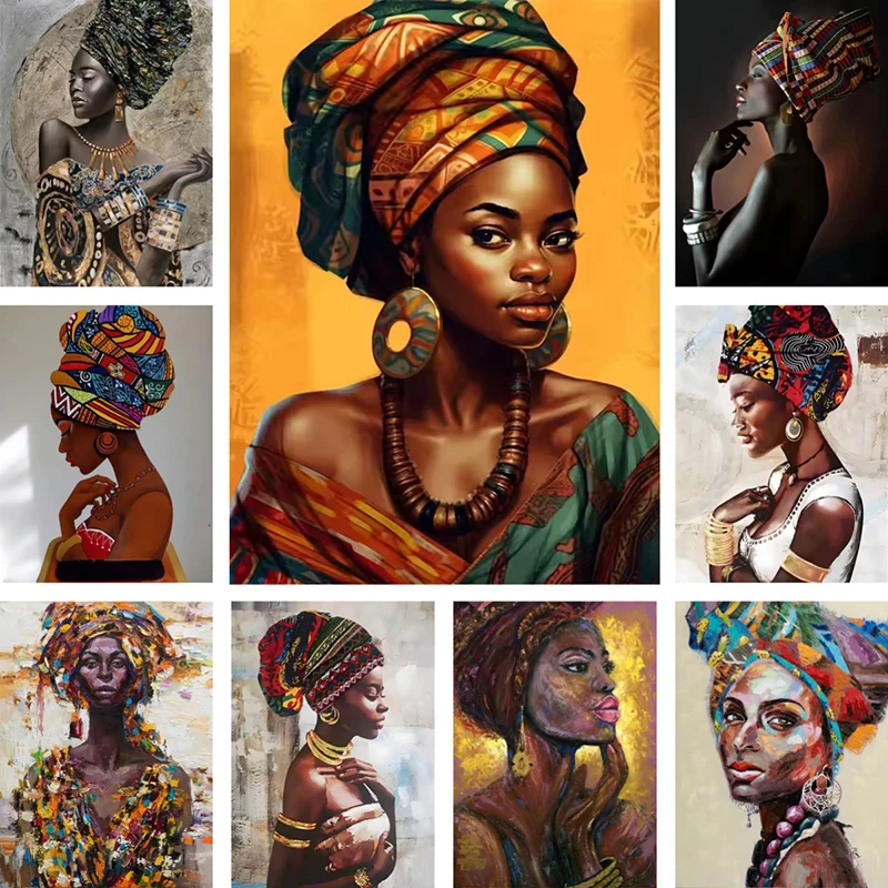 Abstract Figure Canvas Painting African Women Portrait Posters and Prints Wall Art for Living Room Home Decor Picture Mural