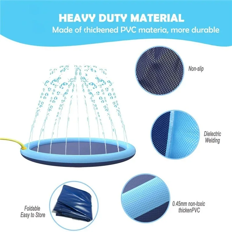 100/150/200cm Summer Pet Spray Pad Folding Inflatable Swimming Pool for Dogs Kids Outdoor Interactive Fountain Toys