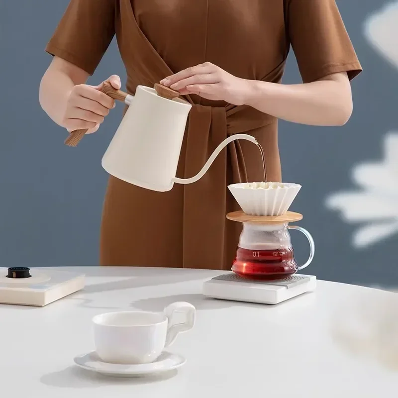 600ml Hand Punch Coffee Kettle Smart Temperature Control Electric Teapot 1000W Rapid Heating Slender Mouth Gooseneck Kettles