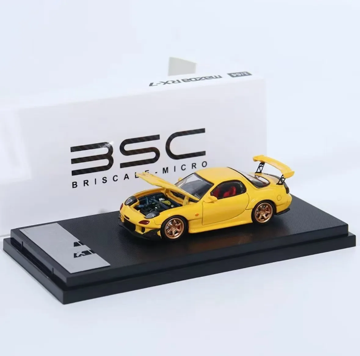 Mazda-ミニカー,モデルrx 7 fd3s,黄色,1:64,新品,在庫あり,2024