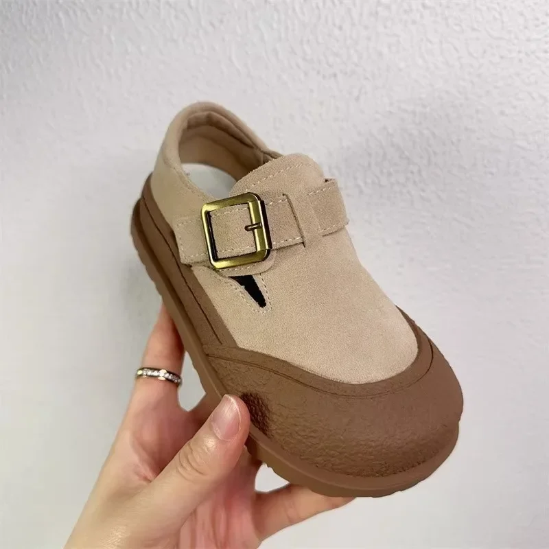 2025 New Boys Girls Casual Shoes Children Fashion Buckle Round-toe Britain Style Loafers Kids Unisex Shoes Baby First Walkers 5