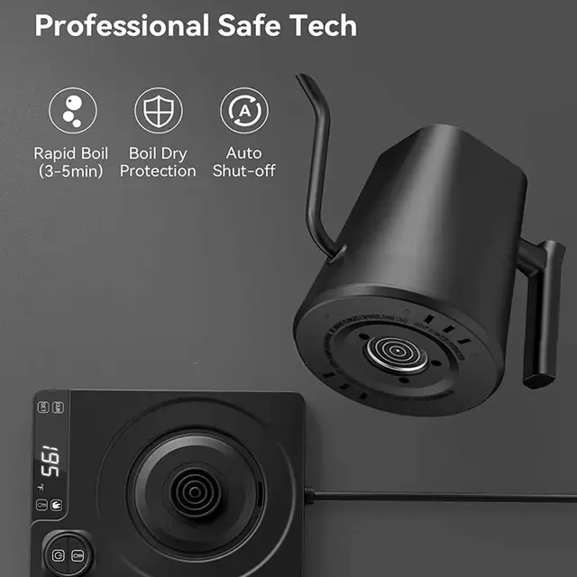 Intelligent Temperature Controlled Hand Brewed Coffee Pot Stainless Steel Fine Mouthed Electric Heating Water Insulation Kettle 5