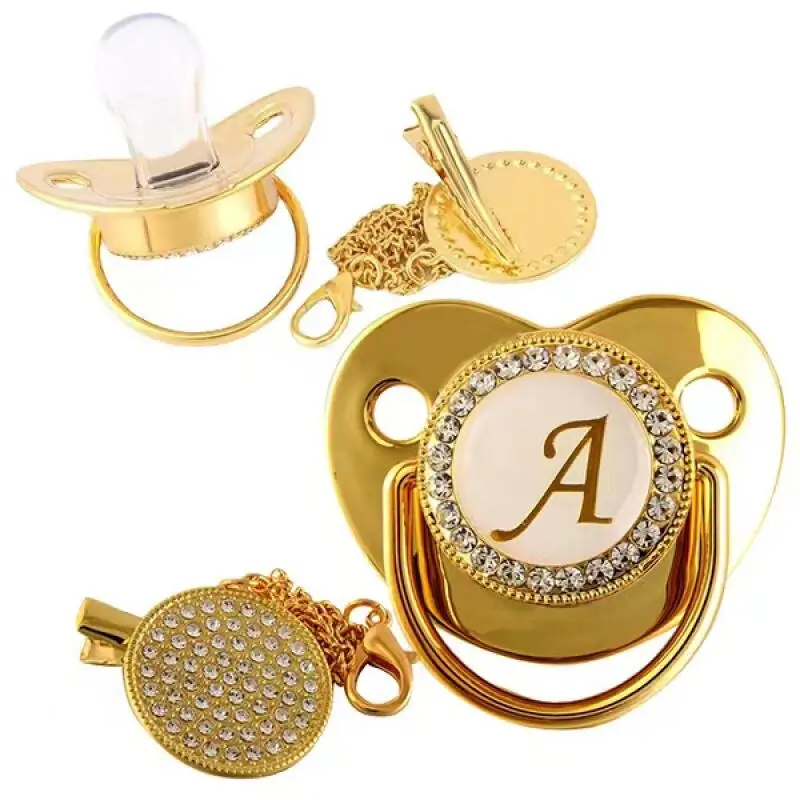 First Letter Pacifier Designed for 0-3 Year Old Teething Babies 26 Letters Optional With Dust Cover Fasteners BPA Free