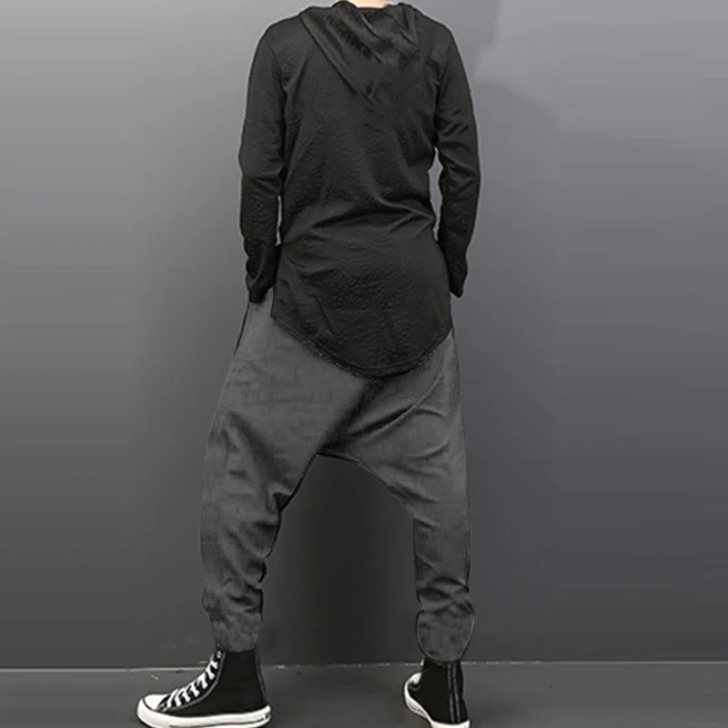 Men Harem Pants Elastic Waist Streetwear Drop-crotch Trousers Men Baggy Fashion Punk Style Joggers Casual Pants 5XL black harem pants