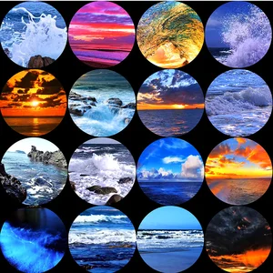 FLTMRH Ocean Wave Sunrise Red Blue Mixed Color Alpine Water Glass Cabochon 6MM-30MM EyeToys DIY Jewelry Accessories