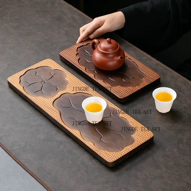 Bamboo lotus tray Japanese style simple dry brewed tea table tea tray Kung Fu tea decoration ornament