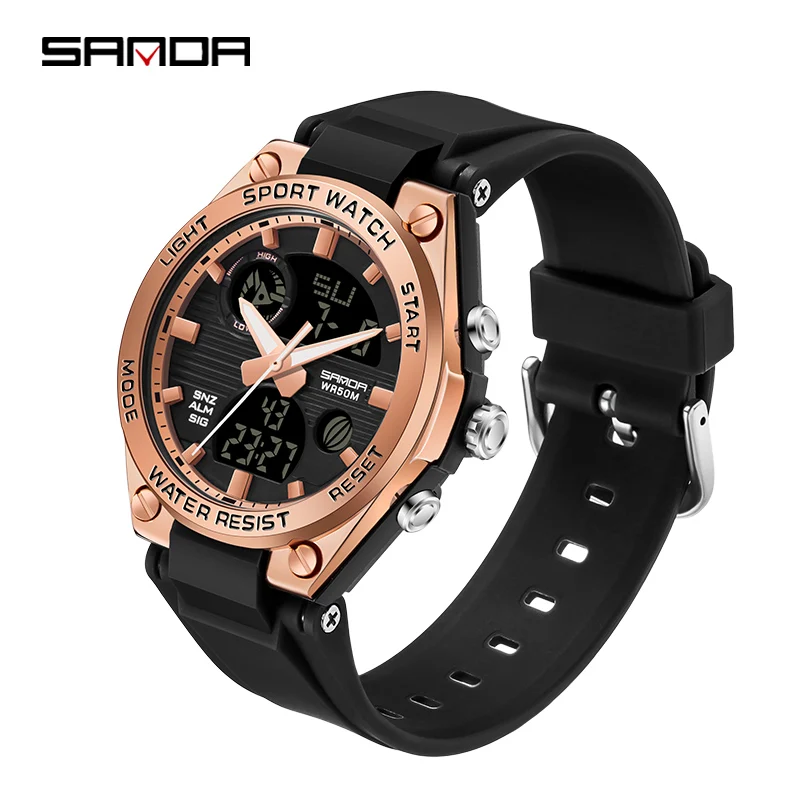 SANDA Women's LED Sport Chronograph Waterproof Watch