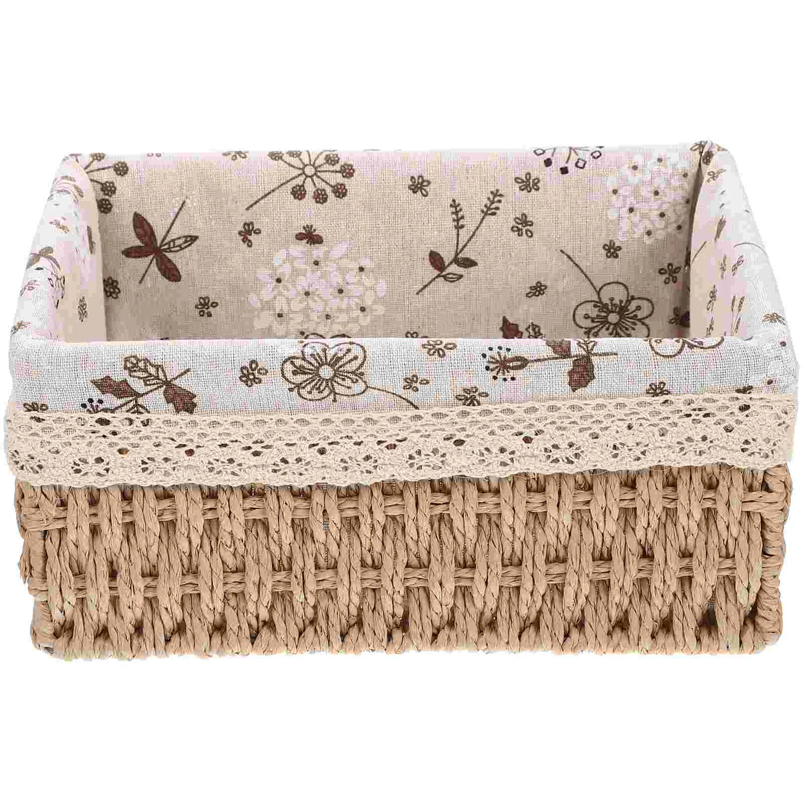 

Wicker Woven Storage Basket Cloth Wicker Basket Straw Hand Woven Basket Toy Storage Holder