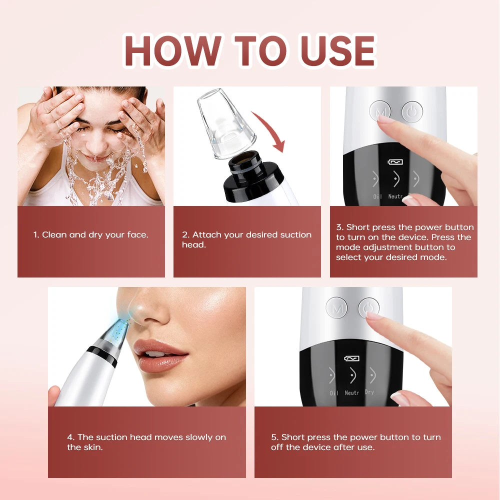 Electric Suction Blackhead Remover Acne Pore Vacuum Cleaner Pimple Acne Black Dots Removal Deep Face Cleansing Beauty Device