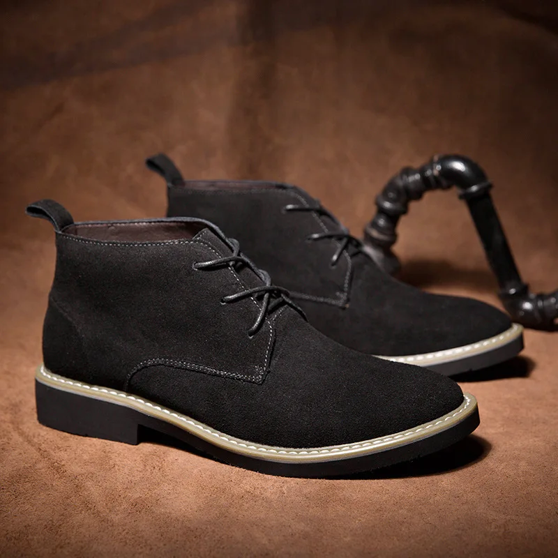 

Cow Leather Men Chukka Boots Large Size Wild Boots Ankle Leisure Shoes