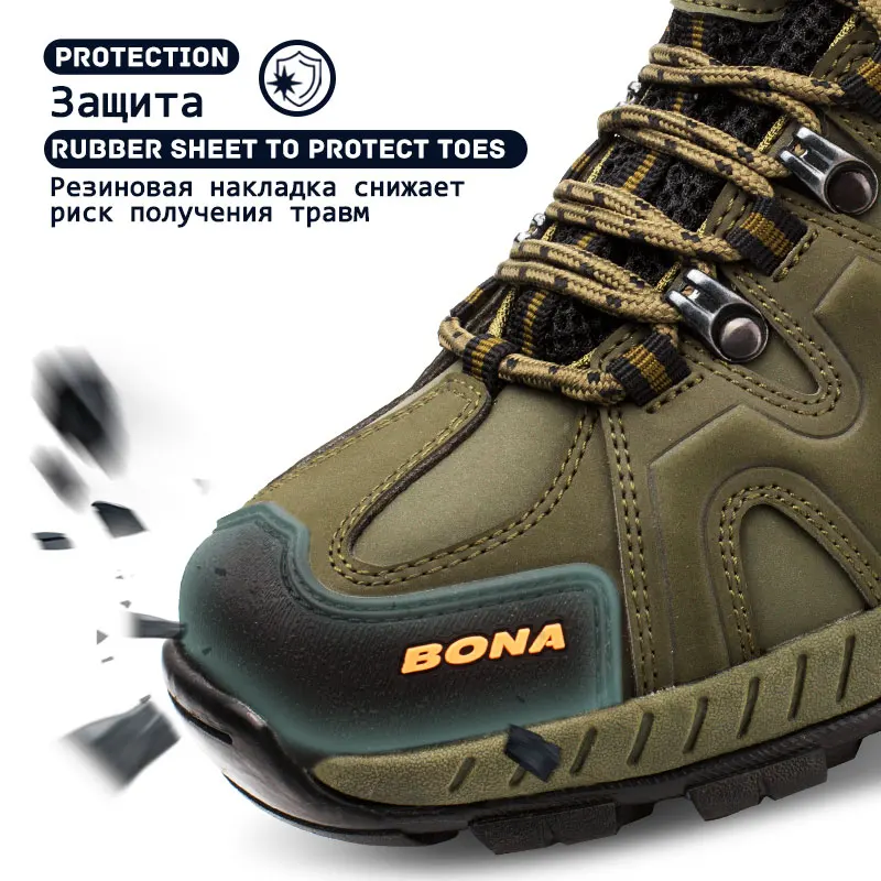 BONA Classics Style Men hiking shoes Lace Up Men Sport Shoes Outdoor Jogging Trekking Sneakers