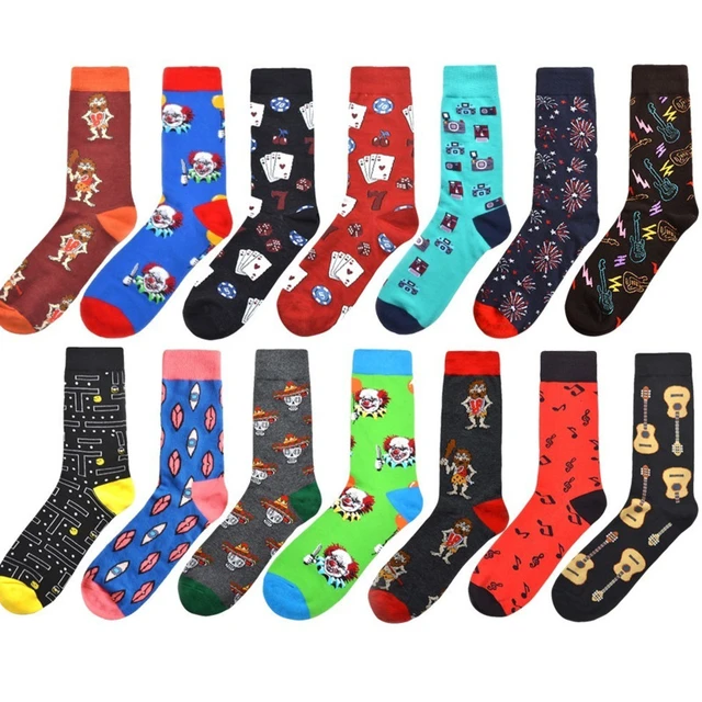 PEONFLY High Quality Men Happy Socks Novelty Cartoon Clown Socks Men Combed Cotton Largos Hombre - AliExpress