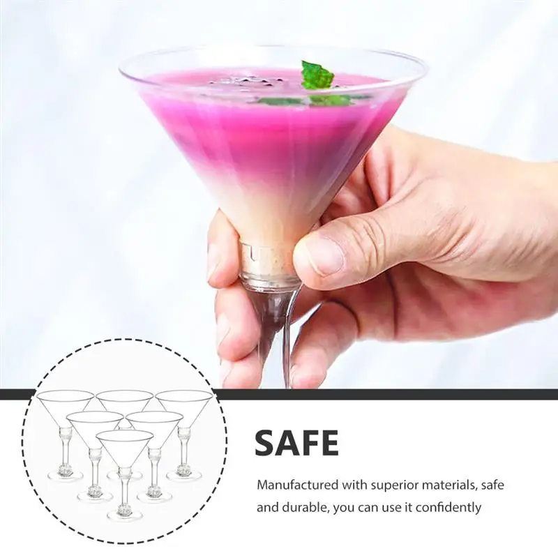 20Pcs Transparent Decorative Cups Clear Plastic Martini Glasses Disposable Whiskey Cups Cocktail Cups for Party Bars