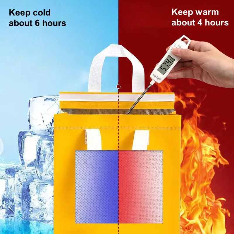 StoBag 25pcs Non-woven Insulation Tote Bags Delivery Fabric Portable Food Cake Drinks Packaging Keep Warm Cold Reusable Pouches 5