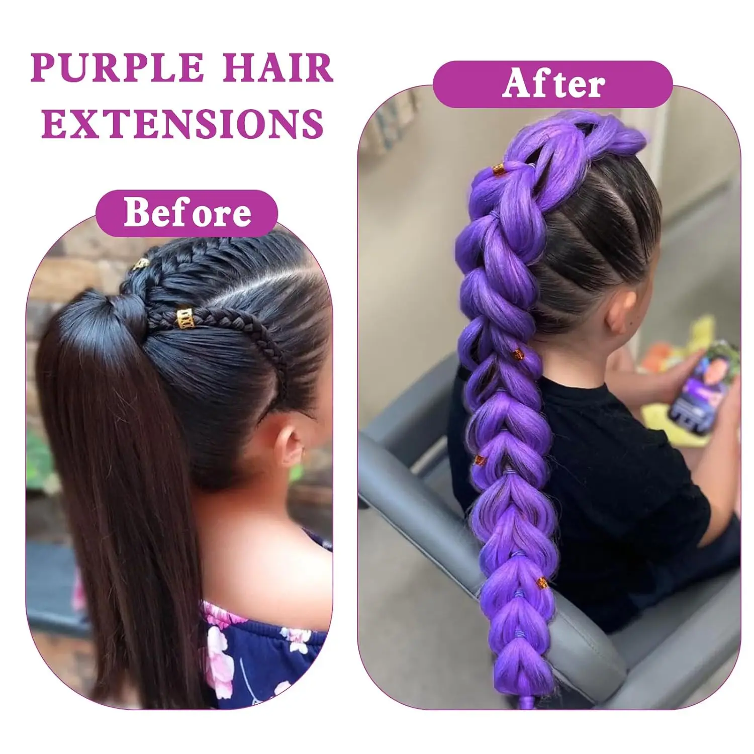 Purple Braiding Hair Pre Stretched Long Synthetic Braiding hair Extensions for Stage Party Halloween Costume Cosplay