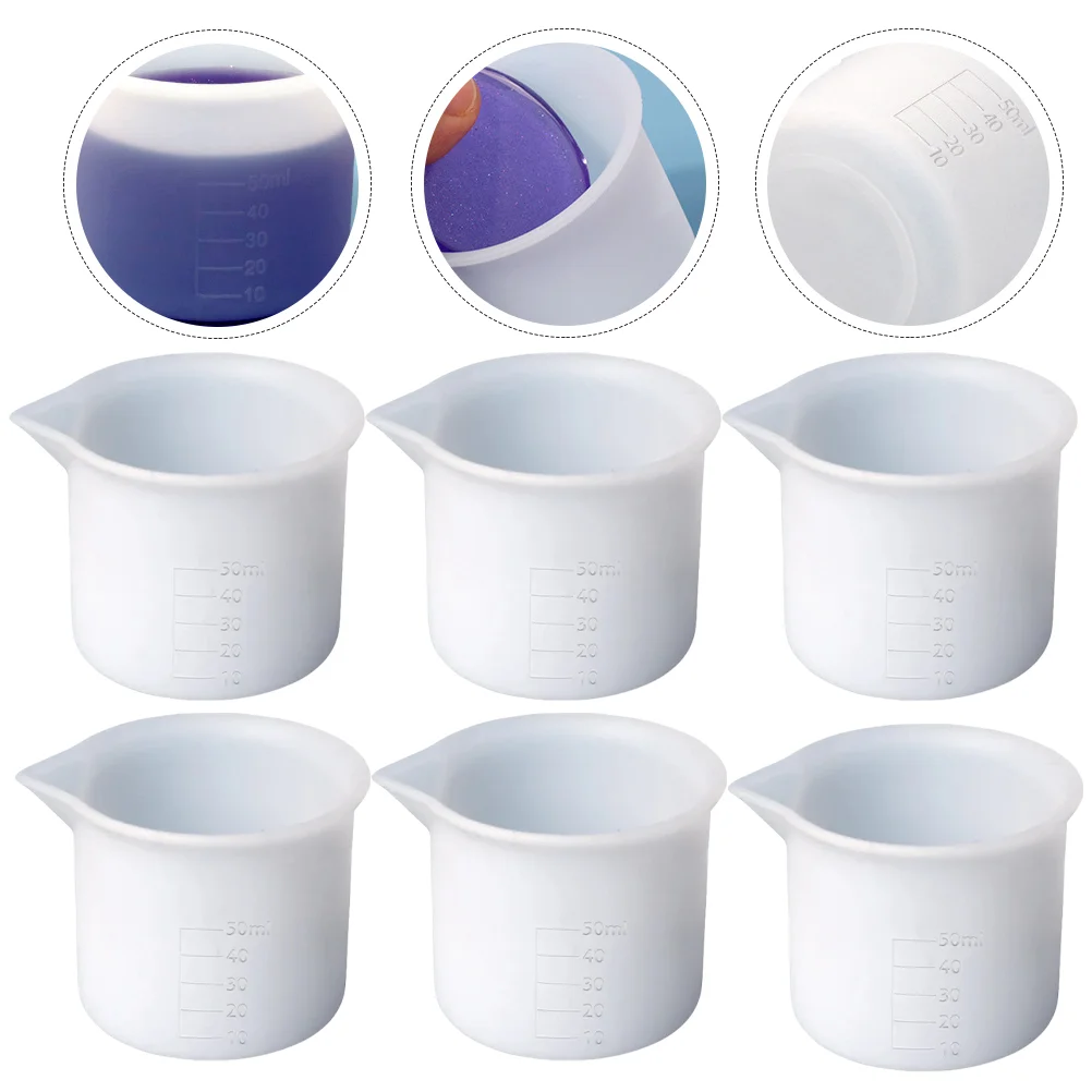 

6 Pcs 50ml Silicone Measuring Cup Glue DIY Crafts Supply Beaker Cups Resin Silica Gel Mixing for Epoxy Holder Tool