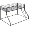 Metal Floor Bunk Bed, Twin XL Over Queen, Guardrail and Ladder, Space-Saving Design, Metal Bed for Kids&Teens 5