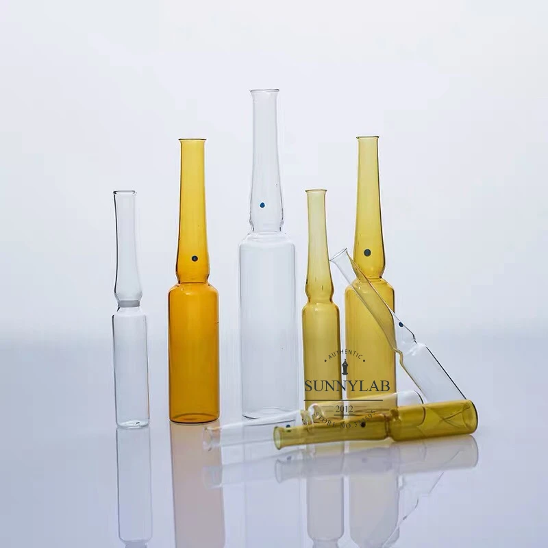 100pcs/lot Glass ampoule Transparent/Brown Injection Bottle easy breaking Curved neck easy to fold ampoules glass ampoule