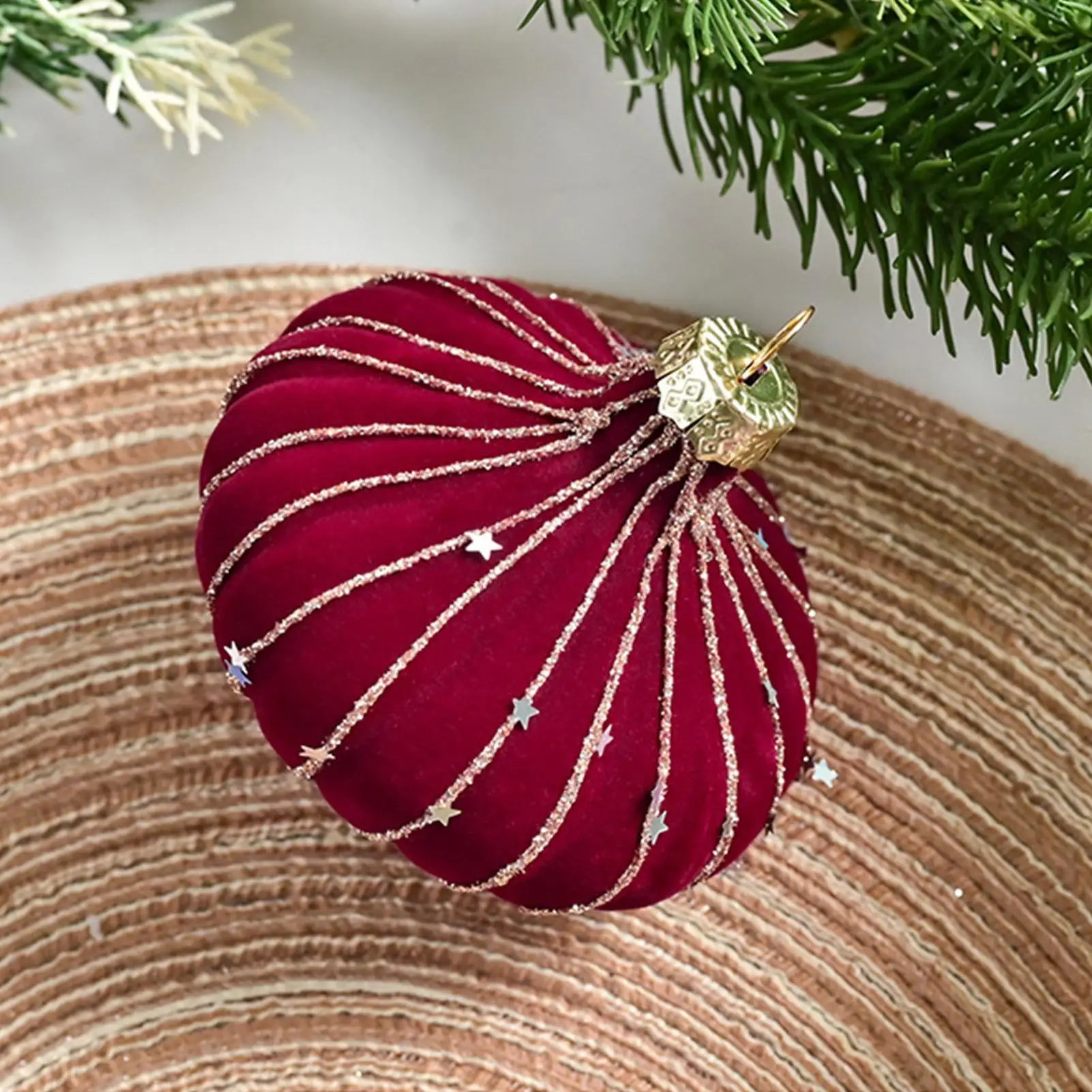 new 6PCS 8cm Velvet Christmas Ball Pendant Flocking Reusable Christmas Hanging Balls Shatterproof Elegant Xmas Tree Ornaments