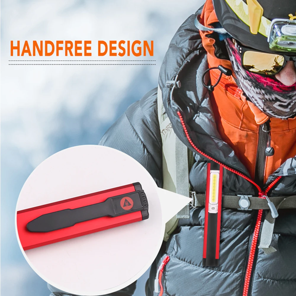 Powerful Work Light COB LED Flashlight Magnetic Work Lamp USB Rechargeable Torch Inspection Light with Red