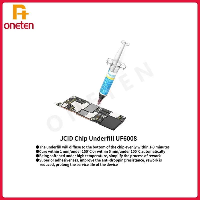 JCID UF6008 SMD SMT BGA IC 수리 칩 스텐실 페이스트, 디펜서 블랙 접착제, 바늘 PCB 리플로우 마스킹 용접 페이스트