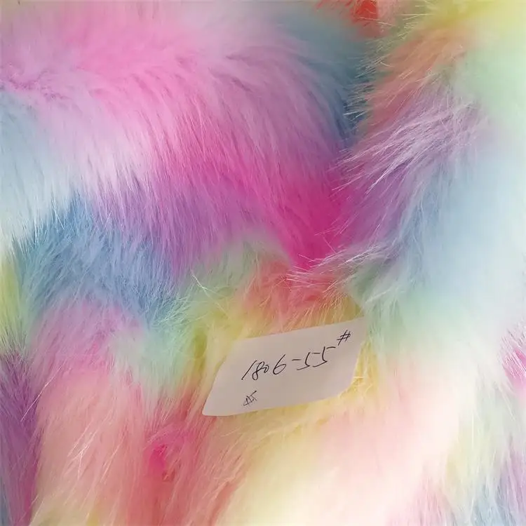 Description Picture 4 of itemWholesale jacquard plush Rainbow fox fur,faux fur fabric,clothing accessories,fabric for dolls