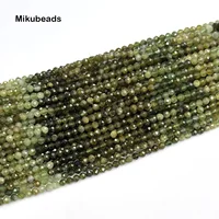 Wholesale Natural Green Tourmaline 2mm 3mm 4mm 3A Faceted Round Loose Beads For Jewelry Making DIY Bracelets Necklace 1