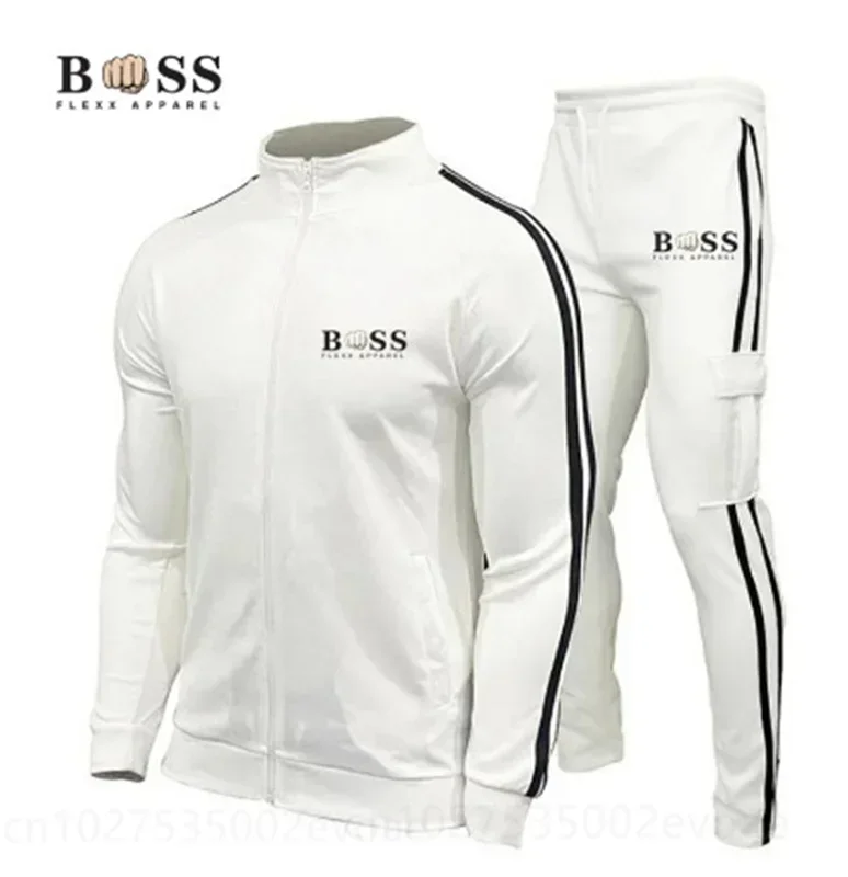 Fashion Sports Brand Set for Men's Zipper Hoodie, Casual Trendy Pants, Casual Fitness, Jogging, and Sportswear Set two-piece